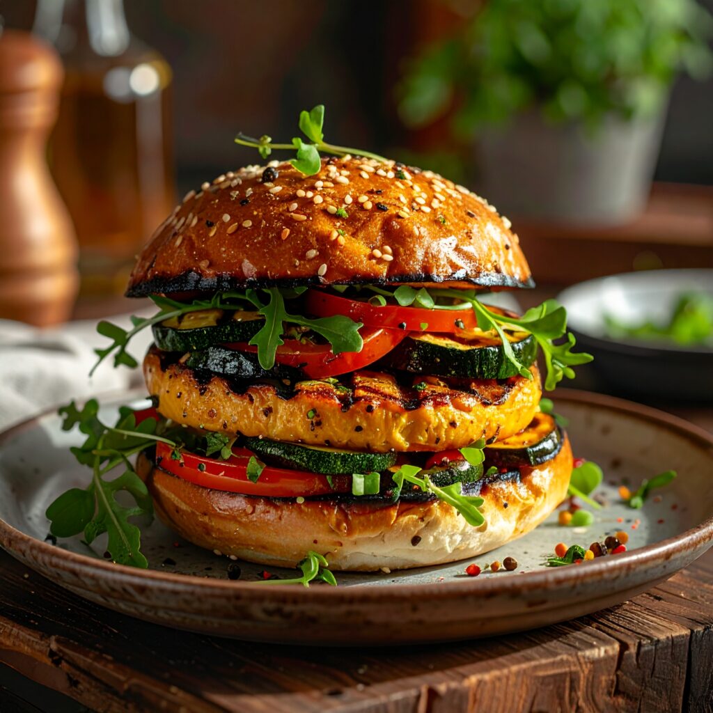 burger végétal maison légumes grillés restaurant La Cour Nancy