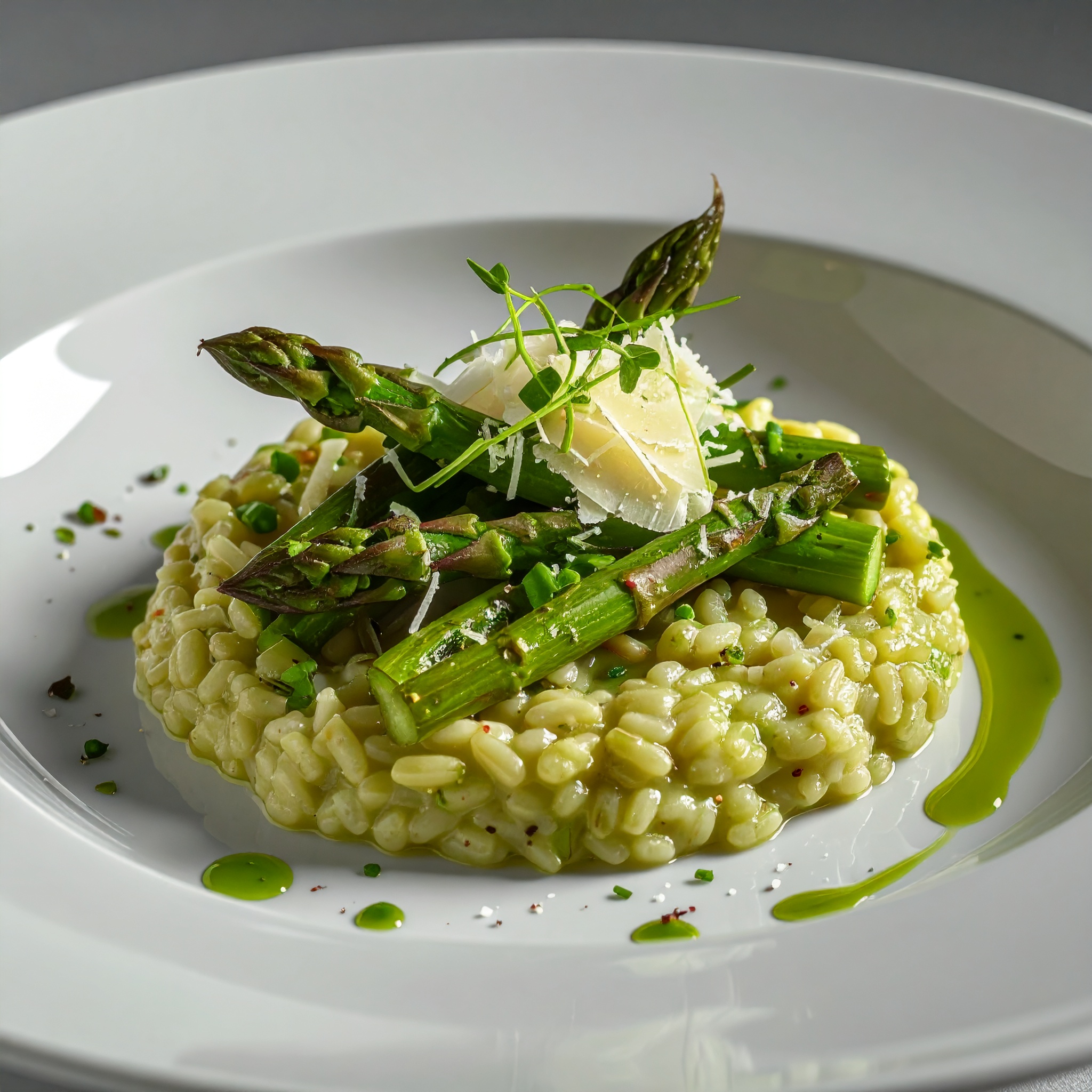 Firefly_Ultra realistic food photography of a spelt risotto with green asparagus revisited by 941746